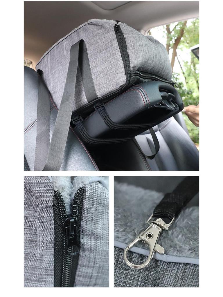 Portable Pet Car Bed: Plush, Detachable Cat Nest & Dog Console Bag