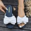 Sequin Bow Flat Bottom Slippers One-Character Casual Large Size Fashion Rhinestone Fish Mouth Slippers