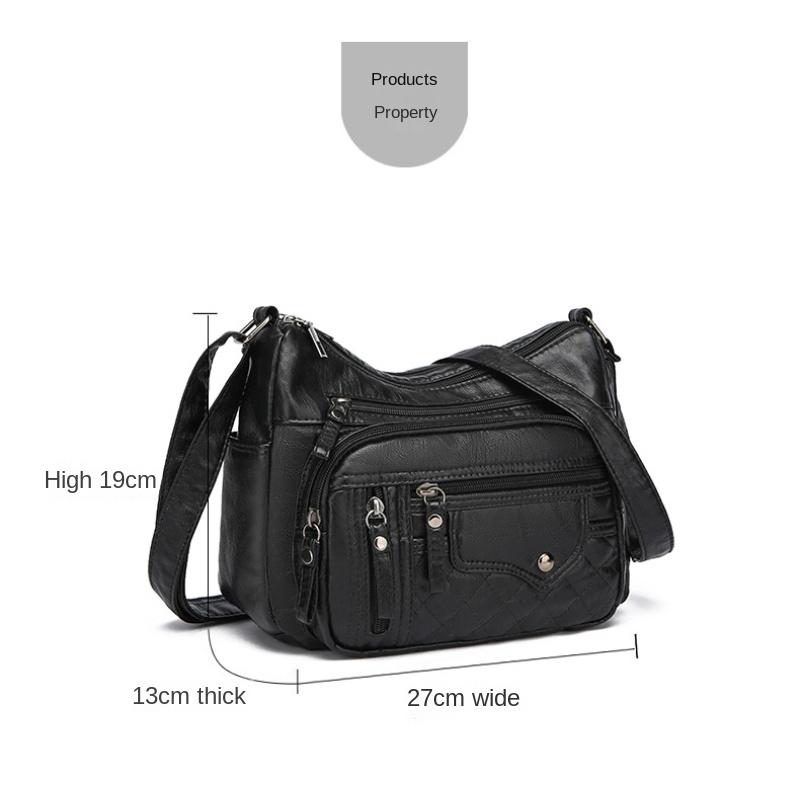 Bolso de Hombro Impermeable de Cuero PU Suave para Mujer Bolso Cruzado Retro Casual Múltiples Bolsillos Gran Capacidad Bolsos Clásicos Versátiles