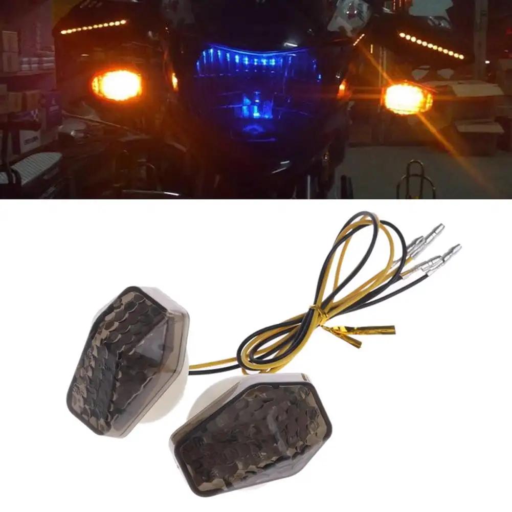 2Pcs Amber 12V LED Turn Signals Motorcycle ABS Indicator Lens Directional Light Fit for Kawasaki Suzuki Yamaha Honda Accessories