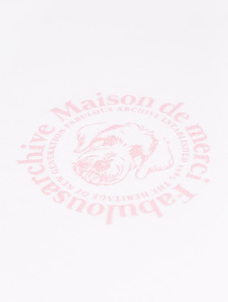 LA MAISON STUDIO Women'S Crop Cute Puppy Ringer Short Sleeve T-Shirt White Pink (Fce2Ts207W)