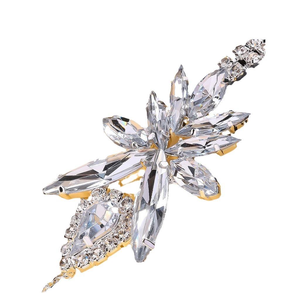 Charm Bling Crystal Ring Bracelet Chain Women Silver Boho Wedding Sparkling Rhinestone Finger Bracelet Women Jewelry