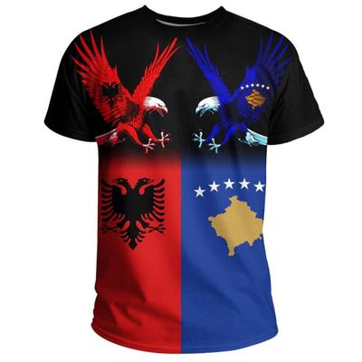 Letní Pánská trička s kulatým výstřihem Albánie Litva Symbol 3D potisk Módní Ležérní Krátký rukáv