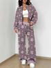 Striped Autumn And Winter New European And American Women'S Clothing Smudge Printing Suit Women