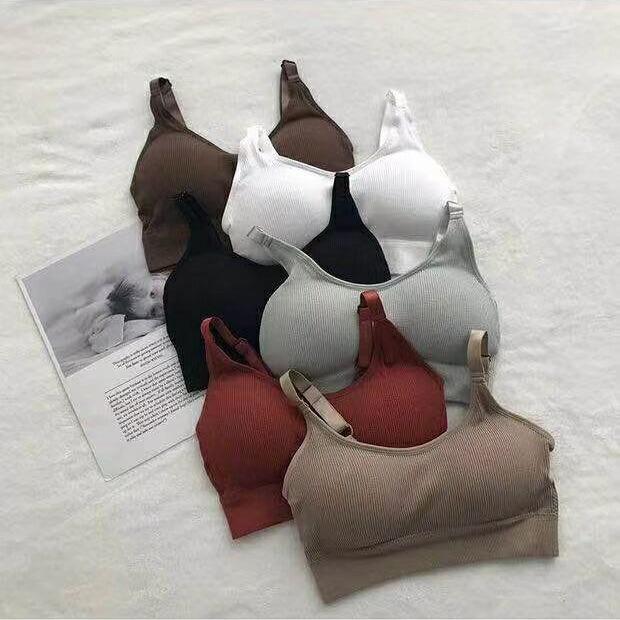 Little Bear Ribbed Wire-Free Bandeau Bra with Chest Pads - Women's Yoga & Sleep Vest