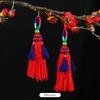 Retro contrasting pom-pom earrings, exaggerated personality, bohemian vacation long fringed temperament earrings for women