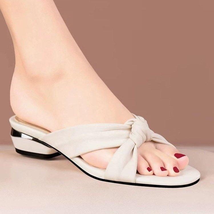 

Модные корейские шлепанцы на низком каблуке для женщин, мягкая подошва, нескользящие, Sandalias De Mujer, летняя пляжная обувь, шлепанцы, женские шлепки 35