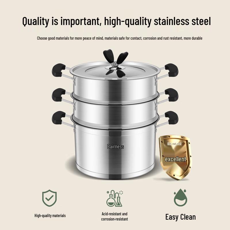 BENS 26cm 3-lagiger Edelstahl-Dampfgarer