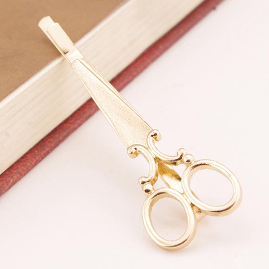 Barrette à cheveux ciseaux créatifs tendance pour femmes couleur dorée accessoire pour cheveux épingle à cheveux
