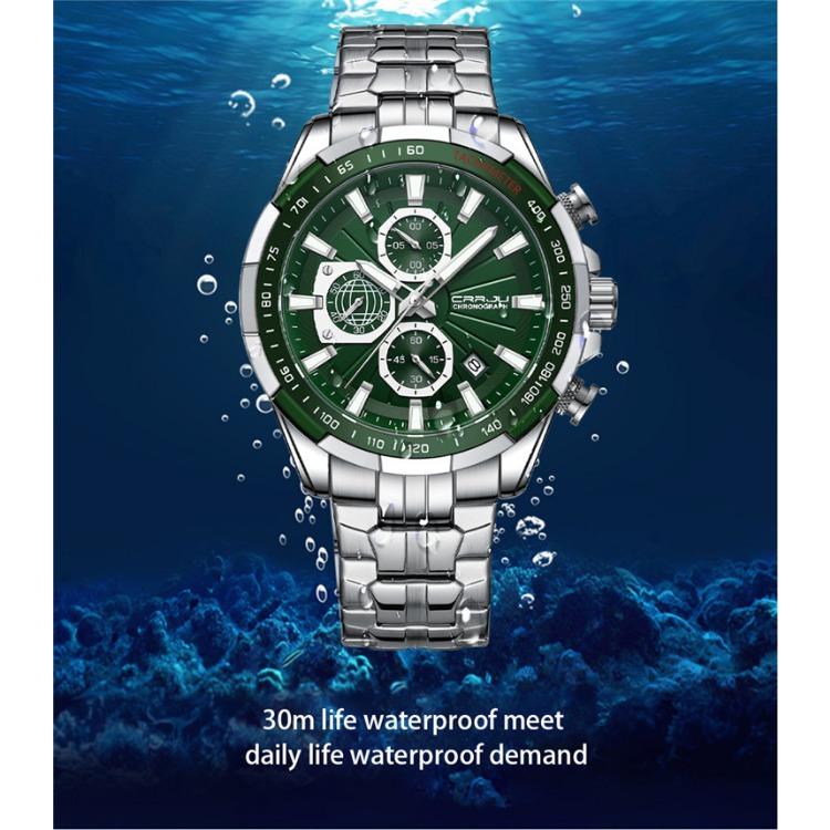 CRRJU New Watch 2305 Men's Watch Solid Stainless Steel with Six-pin Steel Strap Business Watch