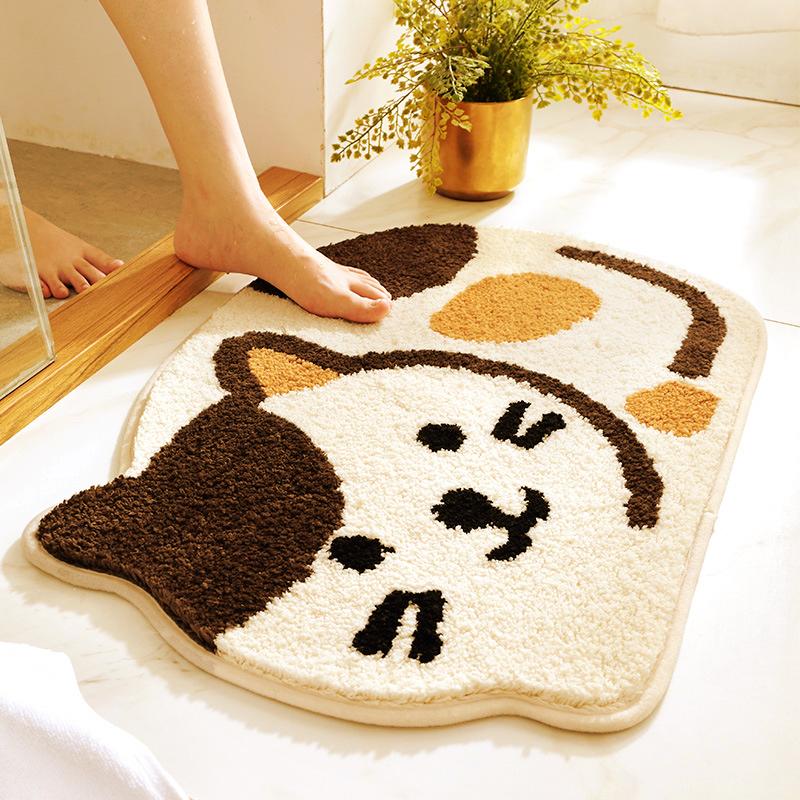 Cartoon Cat Shape Bath Mat Super Soft Fiber Absorbent Quick-drying Bathroom Non-slip Mat Home Decoration Floor Mat