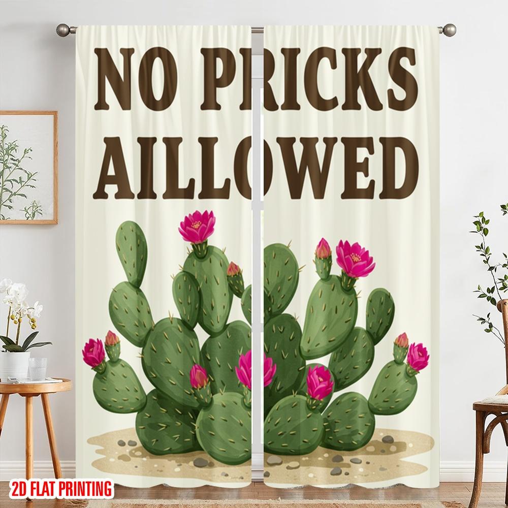 2 Stück 2D Flachdruck Vorhänge Wüstenkaktusblüten Polyester Ohne Strom Partydekorationen Zur Dekoration verwenden