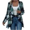 Ladies' Plaid Printed Fashionable Long Sleeved Jacket Cardigan