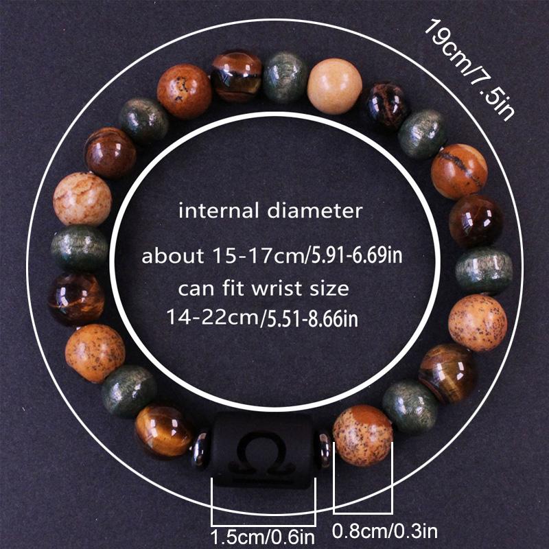 1PC 12 Zodiac Signs for Friends Lovers Stone Beaded Bracelet with Polished Natural Stone Adjustable Couples Friendship Minimalist