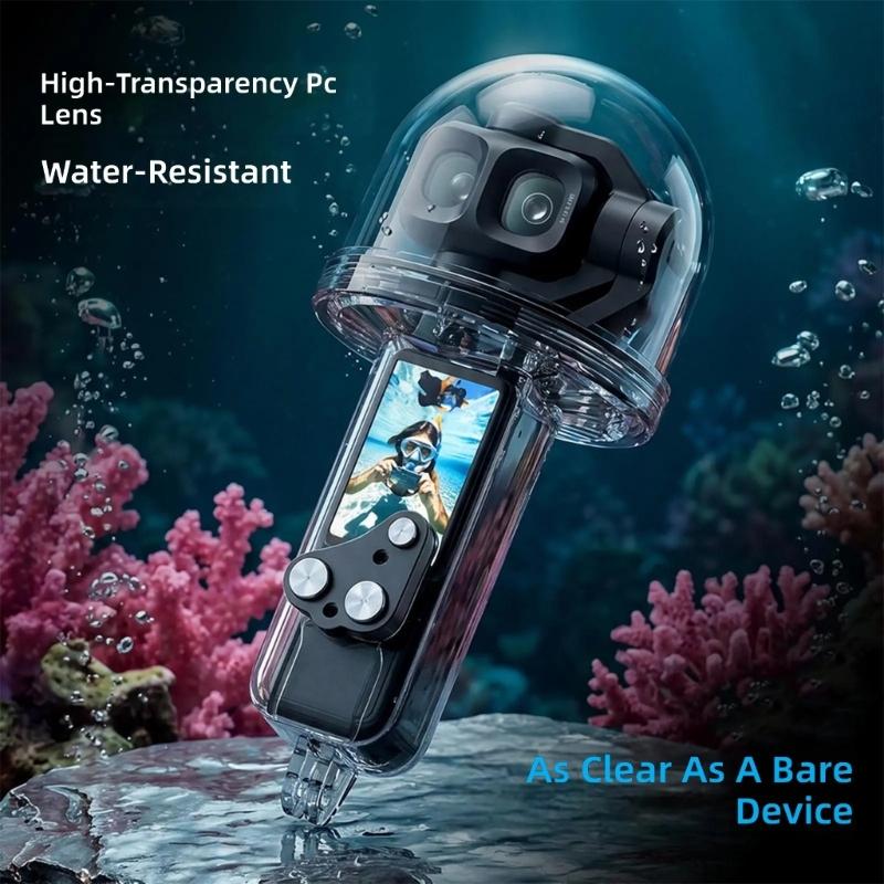 Ochranné pouzdro pro potápěčskou kameru pro Gimbals Camera Pocket 4P, 50M podvodní pouzdro s průhledným PC pláštěm, základna se 2 kolíky pro zachycení při šnorchlování