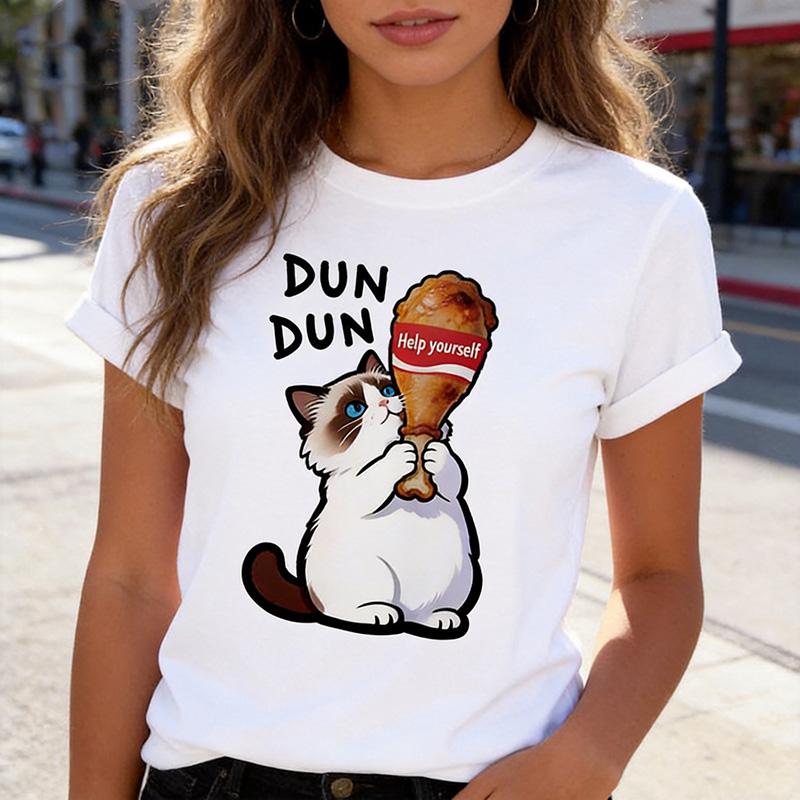 T Shirt Cat Chinoiserie Style Funny Summer Retro Trend Cartoon Kitten Tops Tee Tshirt Unisex Design Lovers Casual Short Sleeved