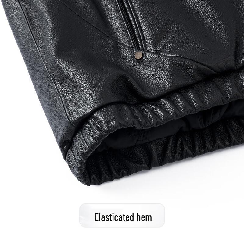 Futing Men's Top-Layer Cowhide Hooded Padded Leather Jacket