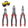 HOUSERAN Pliers Tool Set with Long Nose Wire Case Included 3-Piece Set, Multi-Function Nippers, Pliers, Heavy-Duty Pliers, Cutter, Spring-Loaded Lock,