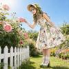 1950s Audrey Hepburn Style French Dress With Floral Print For Casual Daily Wear