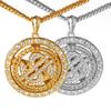 Rotatable Lucky Pendant Necklace, Round Diamond Hip Hop Premium Clavicle Chain