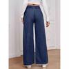 Light Blue Elastic Waist Wide Leg Casual Jeans Women's Style Loose Straight Leg Trousers Comfortable Street Style
