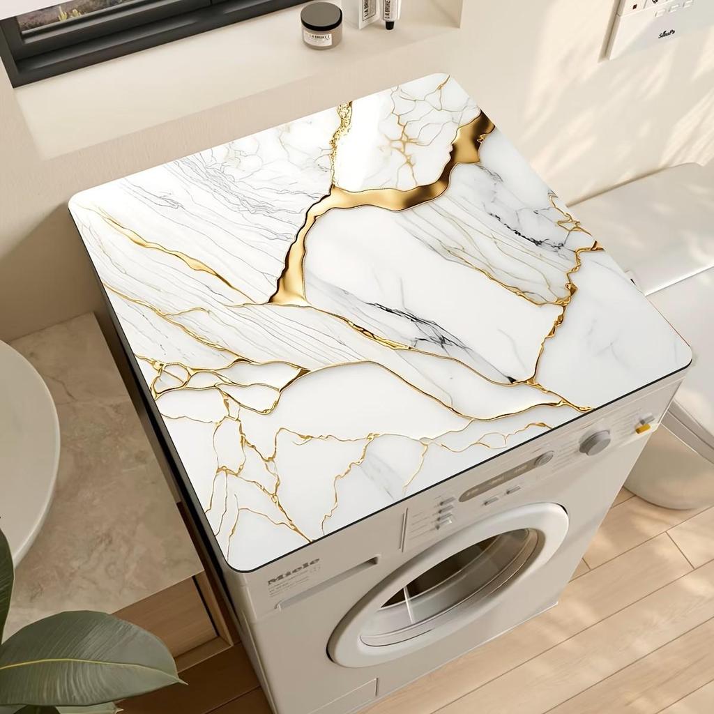 Wabi-Sabi Style Anti-Slip Dustproof Washing Machine Lid Cover Pad with Water Absorption.