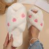 Fashion Heart Mix Color Cotton Slippers for Women Winter Indoor Cross Strap House Cotton Slippers Woman Light Non Slip Fur Slides Ladies