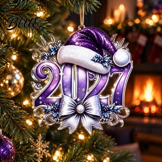 2027 Year Hanging for New 2D Flat Hat Ornament Ornaments Christmas Acrylic Decoration Tree Pendants