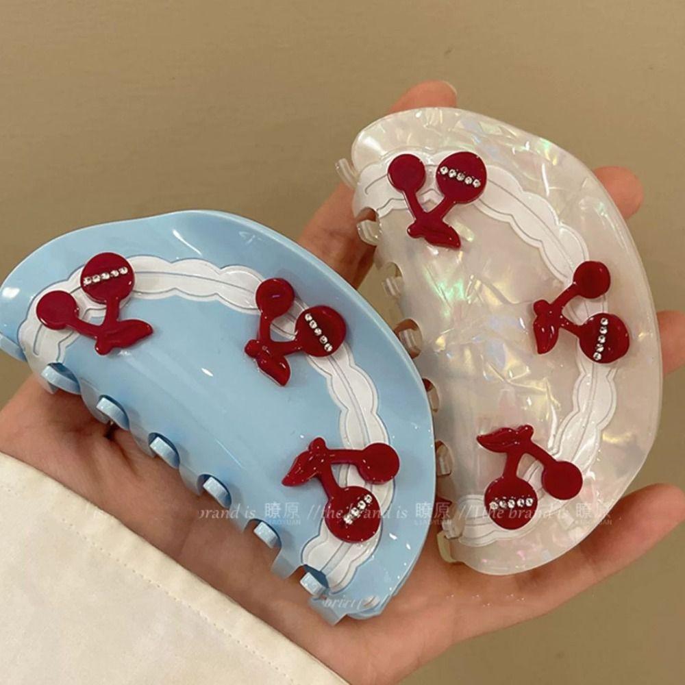 Acetate Acetic Acid Hair Claw Korean Style Geometry Hair Crab Clip Cherry Shark Clip  Headwear