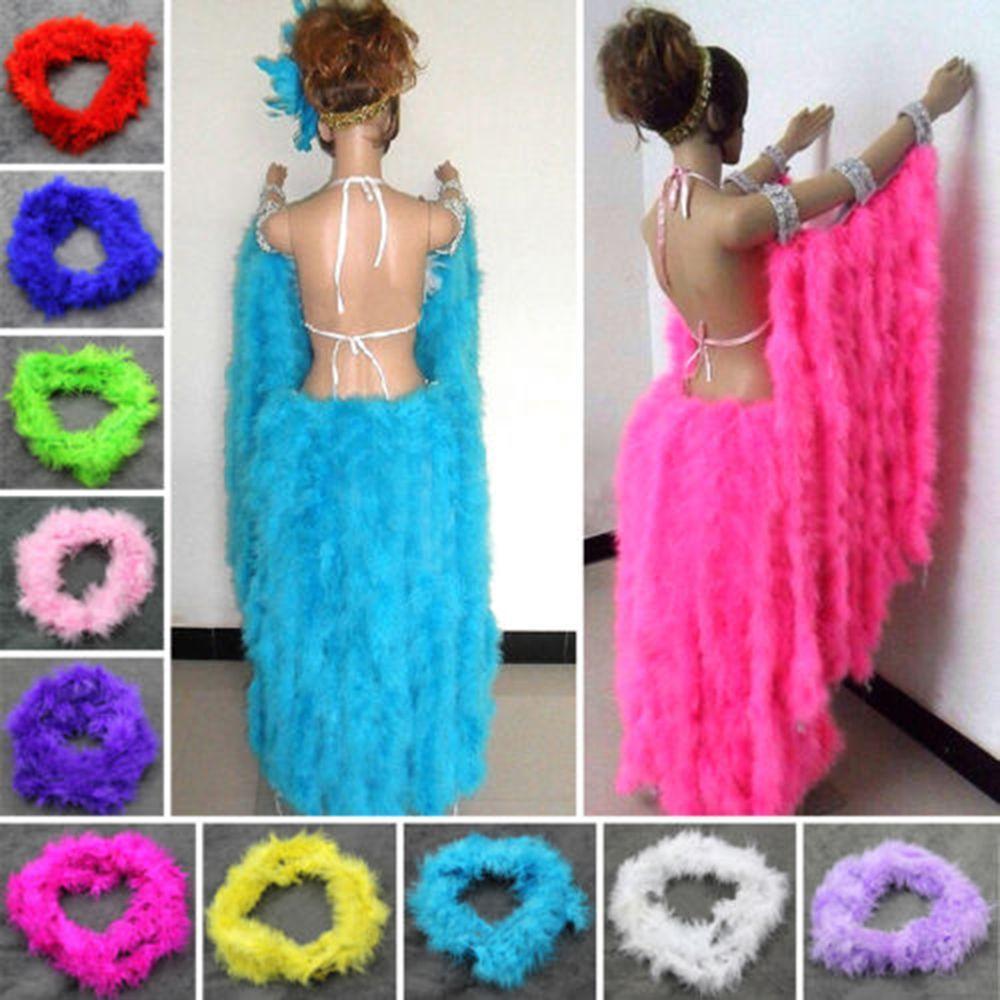 DIY 2M Feather Boa Strip Fluffy Feathers Black Turkey Feather Boas Shawl for Wedding Cosplay Clothing Accessory Decoration