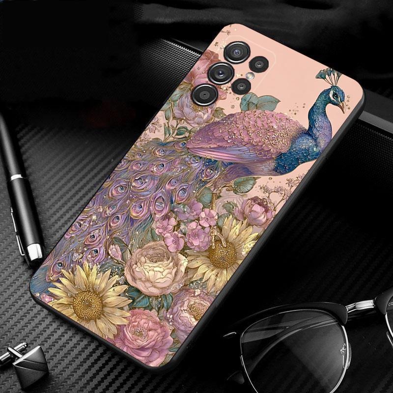 Phone Case For Samsung Galaxy S26 S25 S24 S23 S22 S21 Ultra S24 S23 S22 S21 S25 Plus S24 FE Peacock Bird
