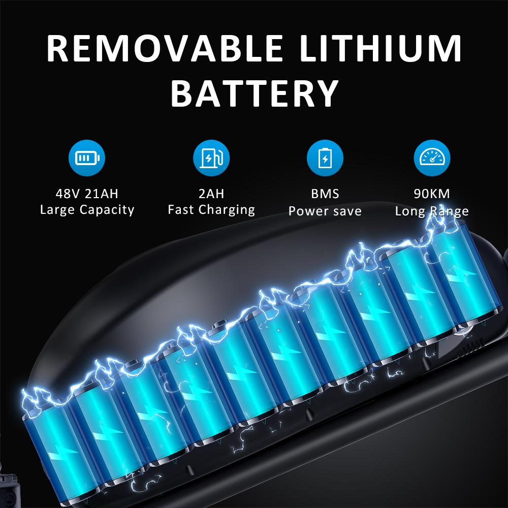 GUNAI-T Electric Bike 1000W Motor 48V 21AH Battery 20Inch 7 Speed