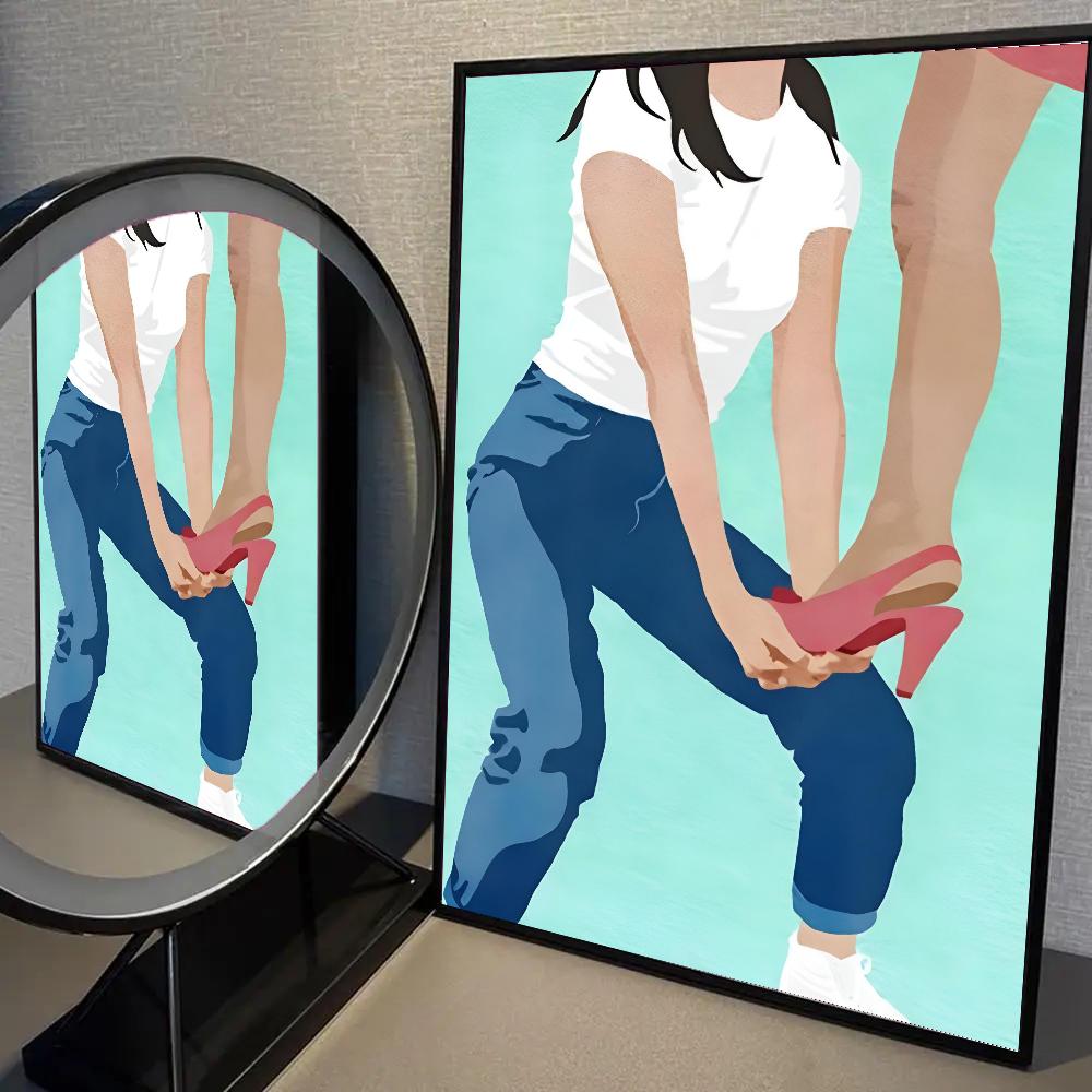 

Абстрактная фигура чашка думающая девушка кофе повседневная жизнь скандинавский постер HD постеры домашняя комната бар кафе декор искусство настенная живопись картина 21cm×30cm NoFrame