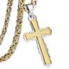 Catholic Spanish Bible Cross Pendants Necklace Stainless Steel Byzantine Link Chain Necklaces Bible Prayer Male Jewelry Gift