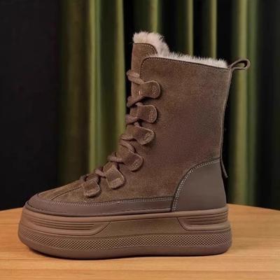 Schneestiefel Damen Zwischensohle Winter 2025 Neuer Stil mit Plüsch Warmen Kurzen Stiefeln Vielseitig Wasserdicht Rutschfest Baumwolle Damenstiefel