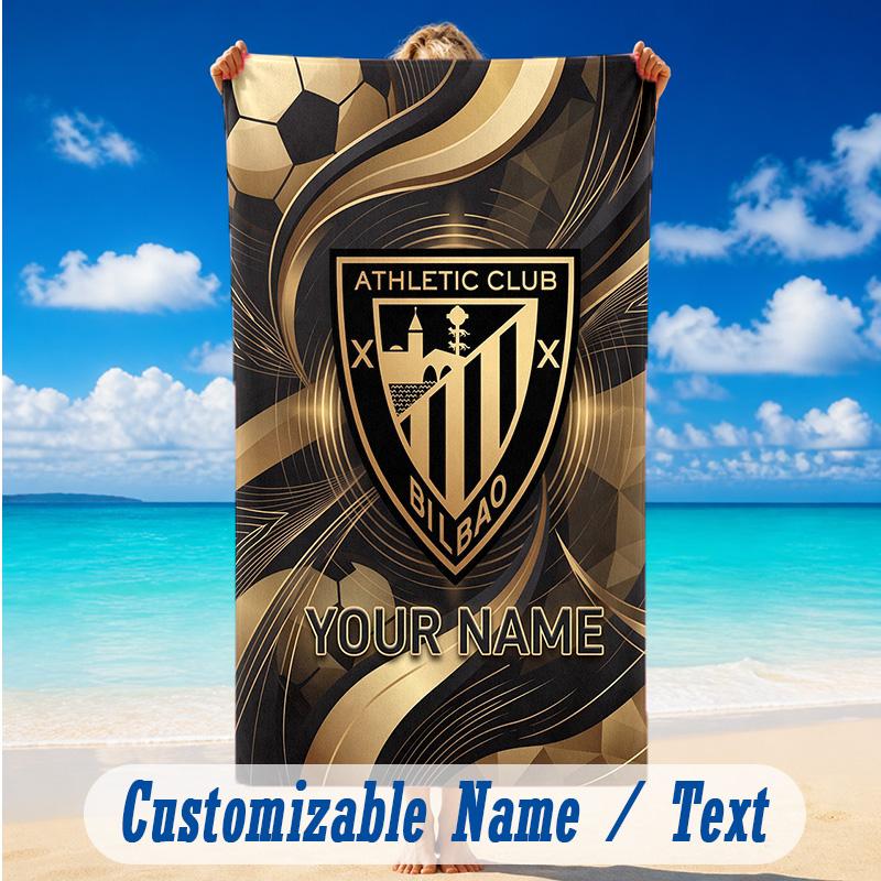 Beach Towel Custom Name Text, Quick Dry Large Towel For Beach HomeAthletic Bilbao FC