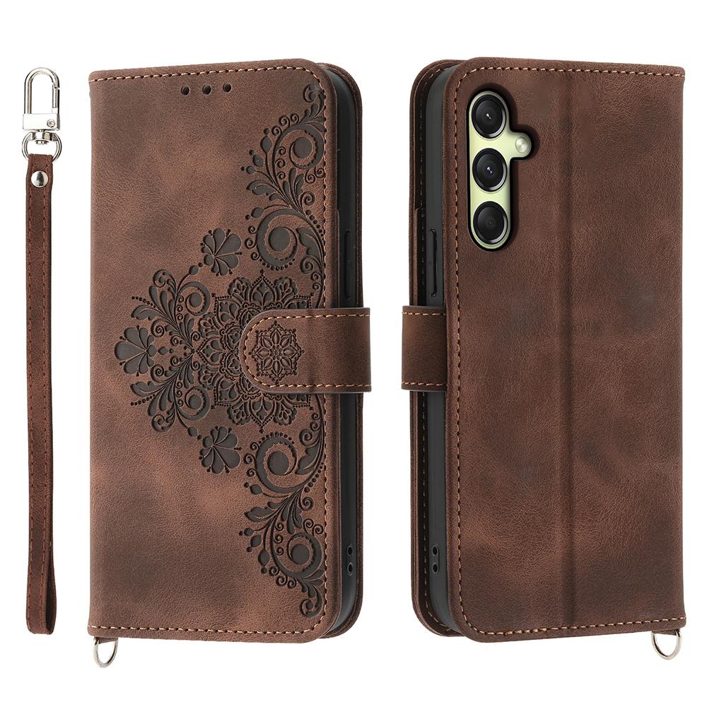 For Samsung Galaxy A36 5G Case Flower Pattern PU Leather Wallet Phone Cover with Strap