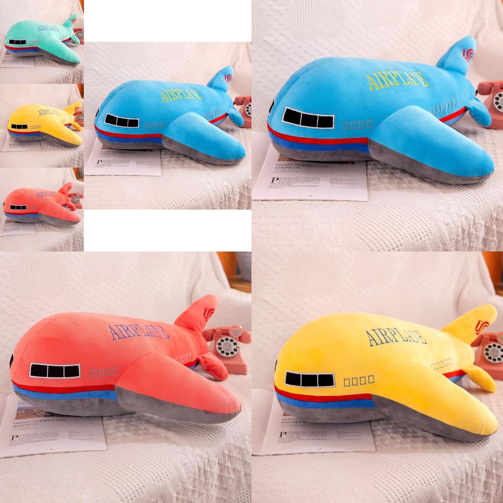 Plush Airplane Toy Soft Crystal Fabric Stuffed Toy Cartoon Airplane Pillow