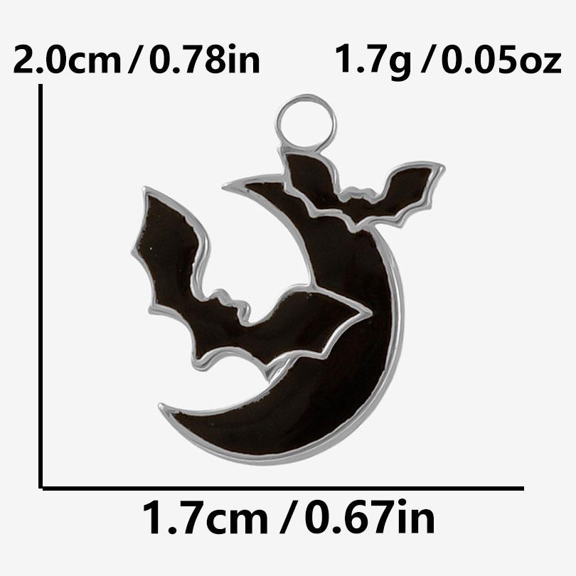 

5pcs Steampunk Black Enamel Pendant Bat Moon Sea Animal Liquid Heart Charm Stainless Steel Pendants For Jewelry Making Supplies