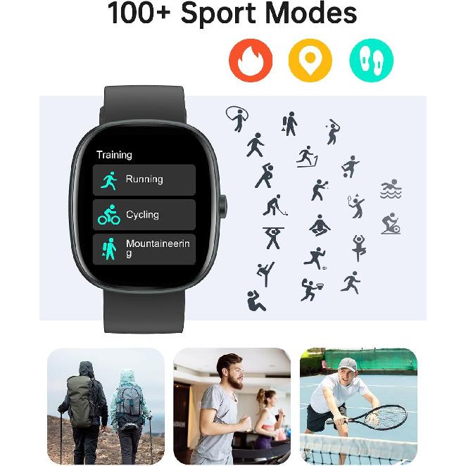 HUAKUA Smart Watches for Women Men (Answer/Make Calls), 1,85" HD Smart Watch for iPhone/Android Phones, Fitness Tracker with 100+ Sport Heart