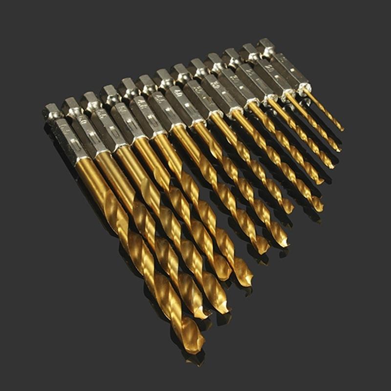 Tungsten Carbide Twist Drill Bit Power Tool High Speed Steel HSS Titanium Coated Drill Bit Set 1/4