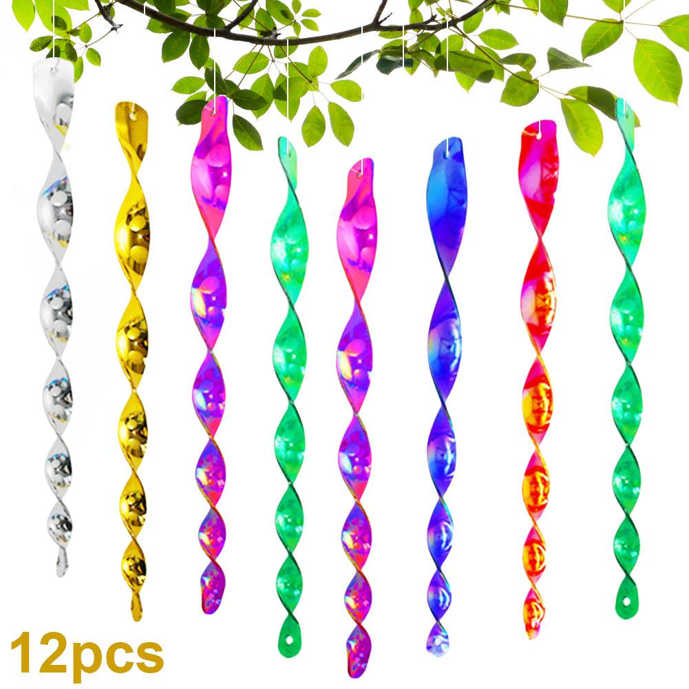 12Pcs Reflective Bird Repeller Waterproof 30CM Bird Deterrent Rod Reusable Bird- Stick for Home Yard Patio Decoration