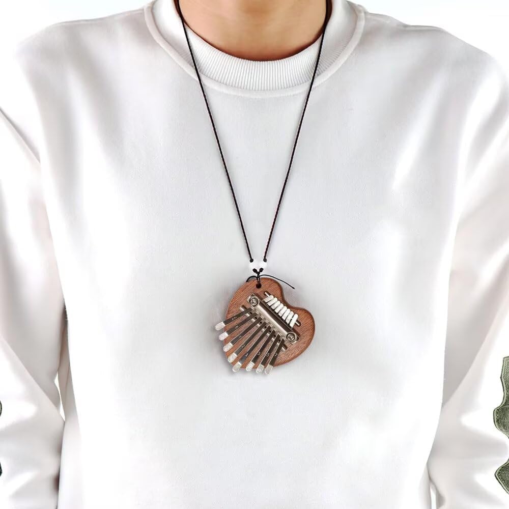 8 Key Kalimba Thumb Piano - Mini Wooden Finger Piano for Adults & Beginners Small Musical Instrument with Tuning Hammer & Study Guide - Portable