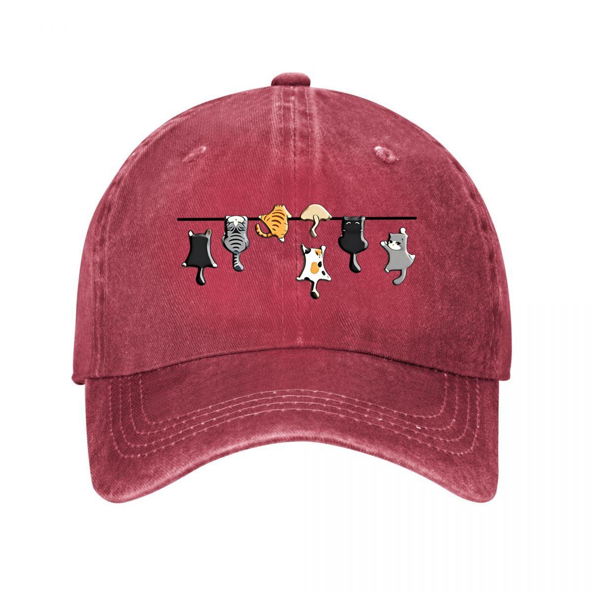 Cute Cats Embroidered Baseball Cap Daily Outdoor Washed Baseball Cap Adjustable