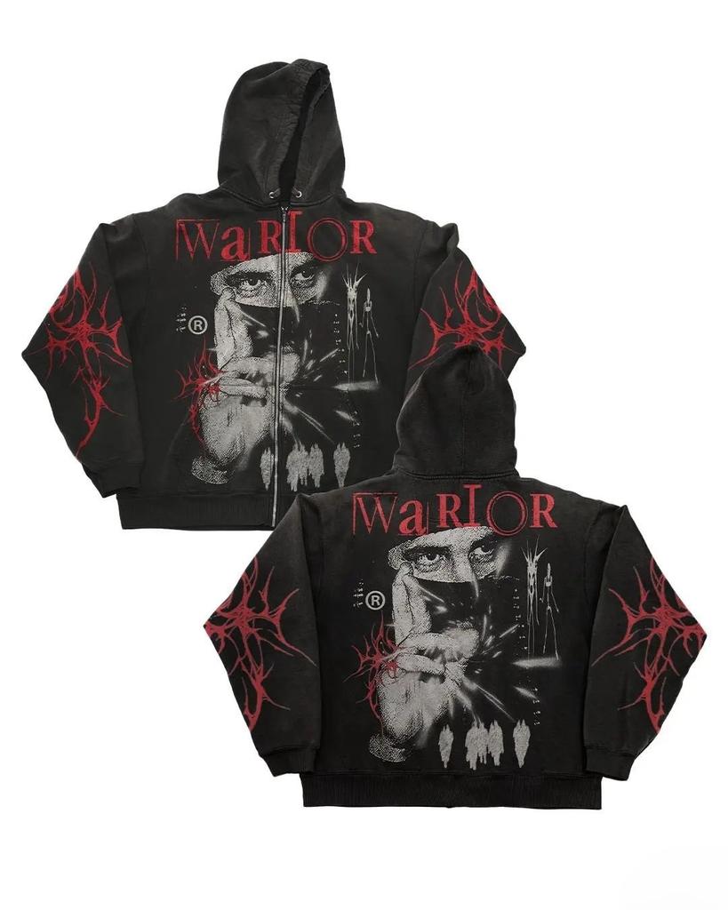 Street Trend Retro 3D Printed Men's and Women's Same Zipper Loose Hoodie Sweater Jacket