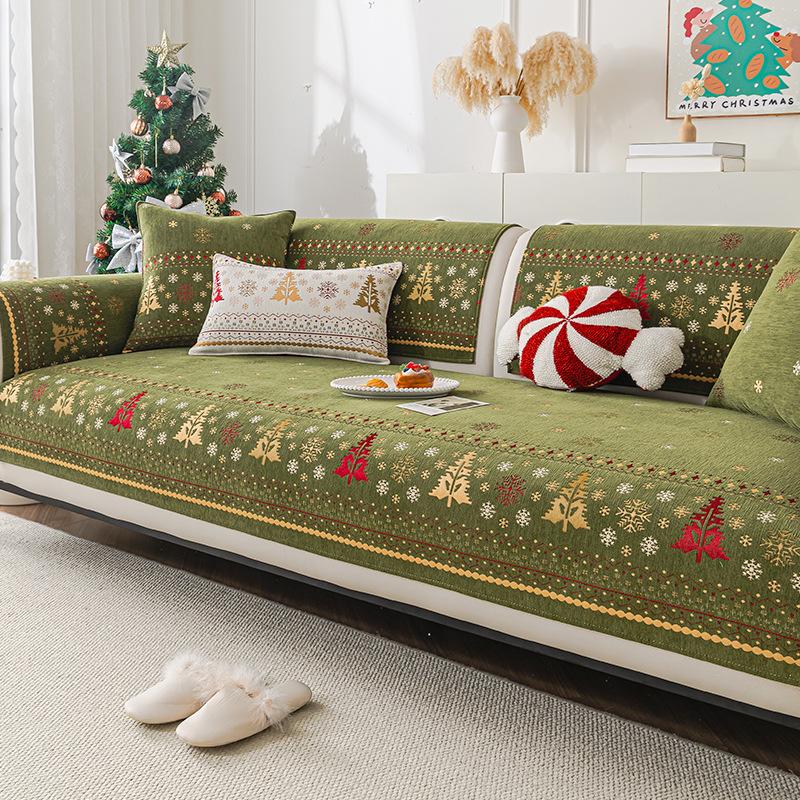 Christmas Tree Sofa Cover Mat 2025 New Light Luxury Premium Fixed One Piece Combination Warm Cover Cloth Anti Slip Sofa Cover