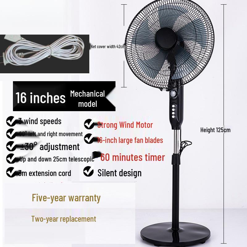 Silent Energy-Saving Oscillating Floor Fan with Remote & Timer