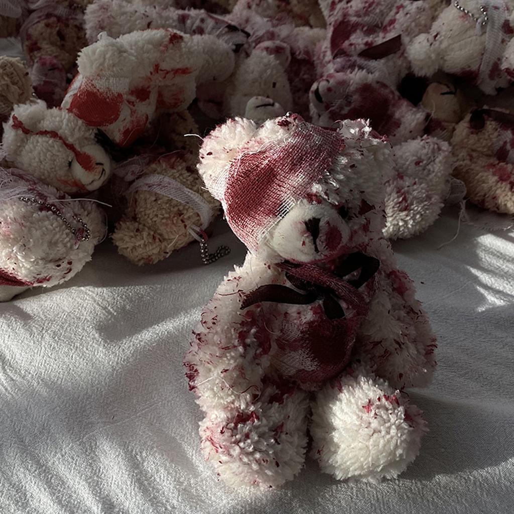 Bloody Pendant Bear Plush Trendy Keyring Keychain Cool Jewelry For Birthdays