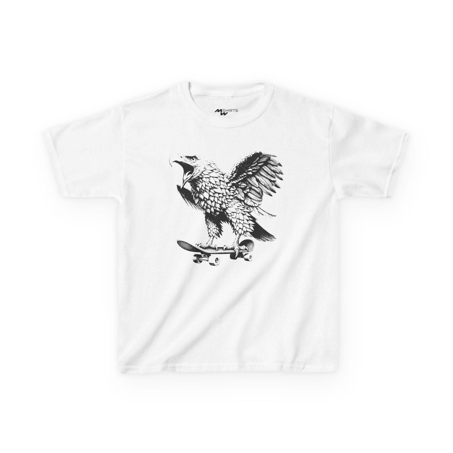 Kids Eagle Skateboard Graphic Tee, Youth Fashion Top S