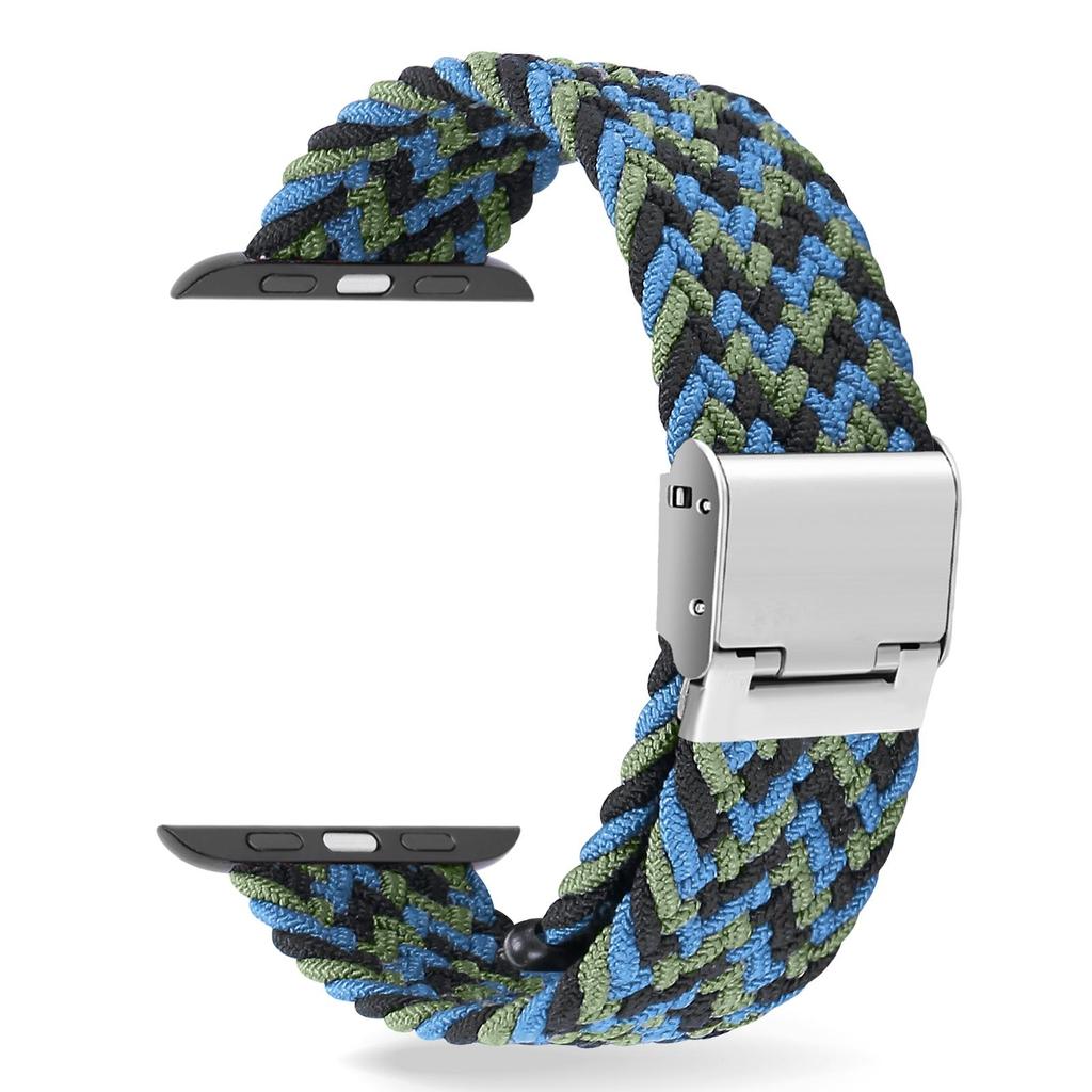 Adjustable Braided Watch Bands for Apple Watch Series Ultra 9 8 7 Folding Clasp Nylon Strap for IWatch 4 5 6 38 40 42 44 41 45 49mm Bracelet
